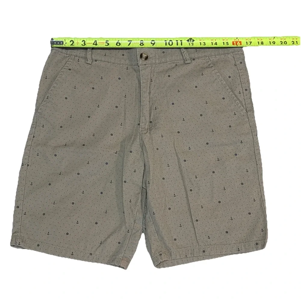 Public Record Men's‎ Brown Size 32x9 All Over Nautical Print Everyday Shorts Tan